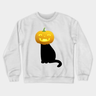 Halloween Black Cat With Pumpkin Crewneck Sweatshirt